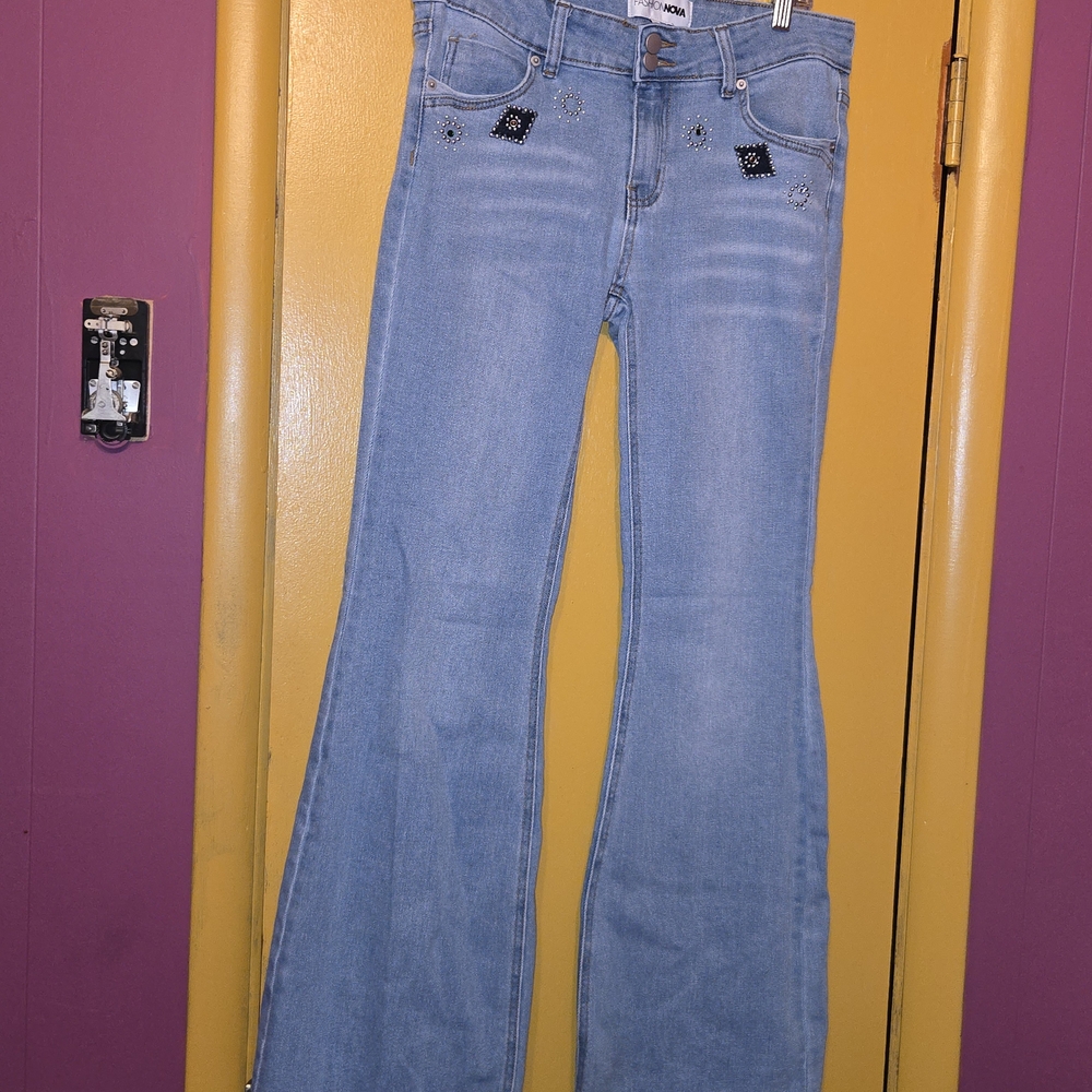 Fashion Nova Light Blue Flared Jeans